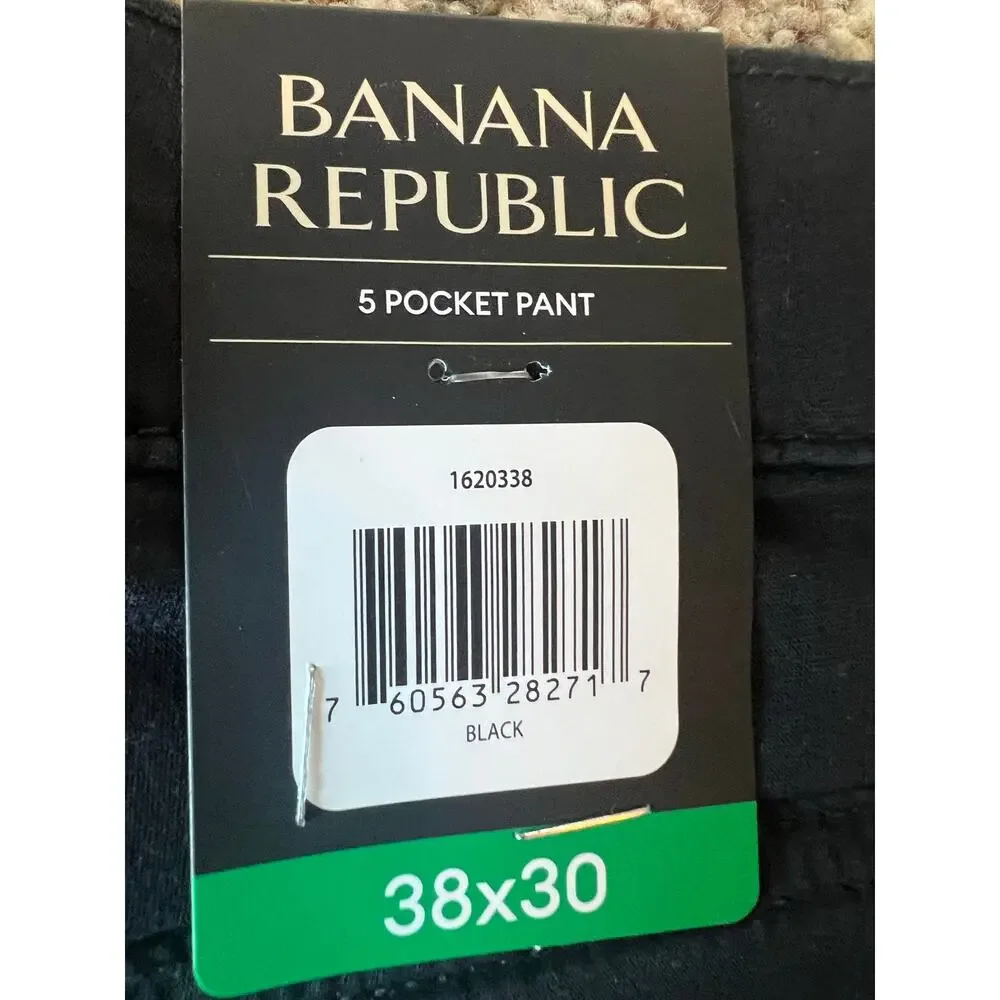 NWT Men's Banana Republic 5-Pocket Twill Pant, 38x30, Black, Slim Fit, Stretch